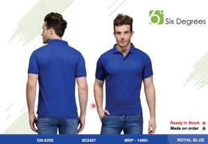 6 Degree Royal Blue Cotton Polo T-Shirt